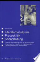 Cover Isaac Bazié Literaturnobelpreis - Pressekritik - Kanonbildung, © Königshausen & Neumann 1999