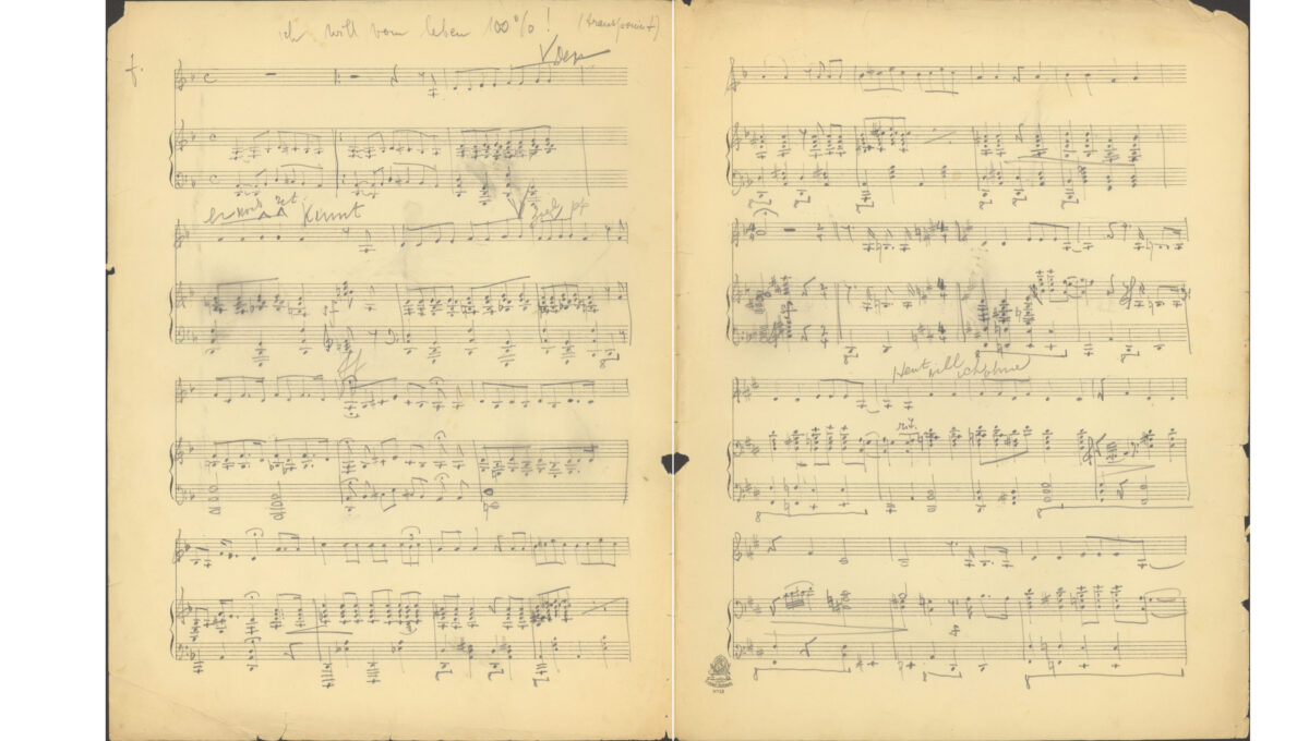 Jimmy Berg: Ich will vom Leben 100%!Handschriftliches Notenblatt, [Paris 1934].